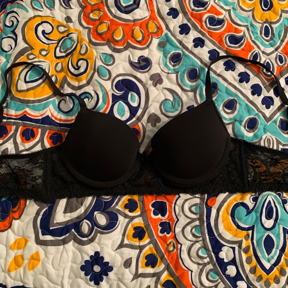 Aerie black lace strap bra 32b